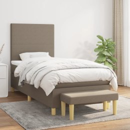 VidaXL Łóżko kontynentalne z materacem, taupe, tkanina, 90x200 cm