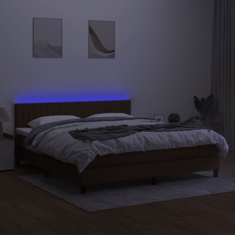 ŁÓŻKO KONTYNENTALNE Z MATERACEM BRĄZOWE 160X200CM TKANINA