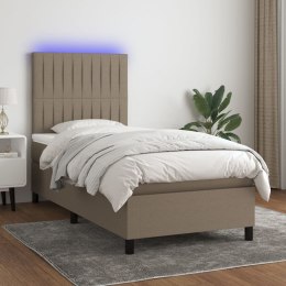 VidaXL Łóżko kontynentalne z materacem, taupe, 80x200 cm, tkanina