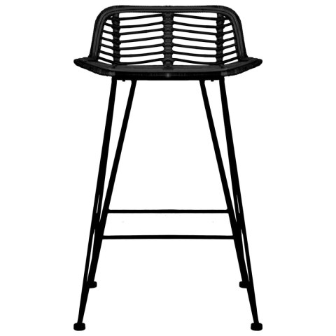 KRZESŁA BAROWE 2SZT CZARNE RATTANOWE