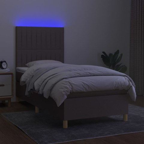VidaXL Łóżko kontynentalne z materacem, taupe, 80x200 cm, tkanina