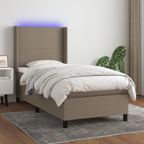 VidaXL Łóżko kontynentalne z materacem, taupe, 90x200 cm, tkanina
