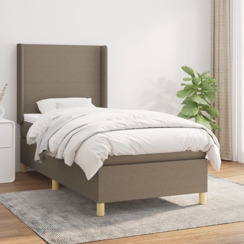 ŁÓŻKO KONTYNENTALNE Z MATERACEM TAUPE TKANINA 90X200CM