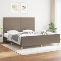 RAMA ŁÓŻKA BEZ MATERACA TAUPE 180X200CM OBITA TKANINĄ