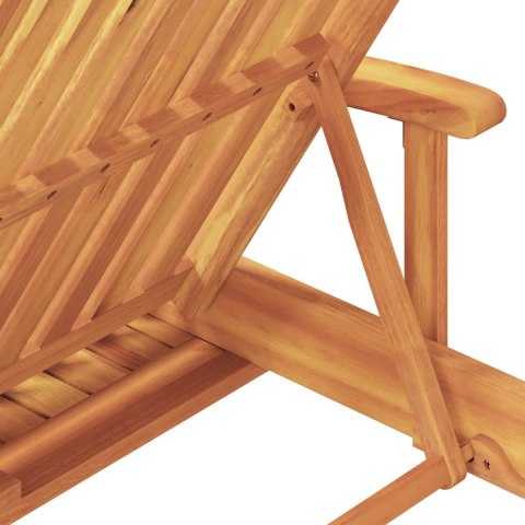 WYGODNY LEŻAK OGRODOWY 2 SZTUKI Z PODUSZKAMI I KÓŁKAMI TAUPE SOLIDNE DREWNO AKACJOWE