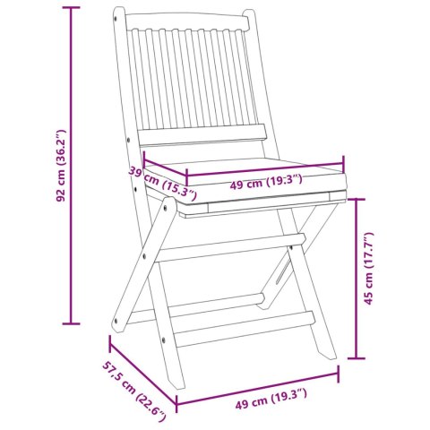 KRZESŁA OGRODOWE Z SZARYM PODUSZKĄ 6 SZTUK Z LITEGO DREWNA AKACJOWEGO