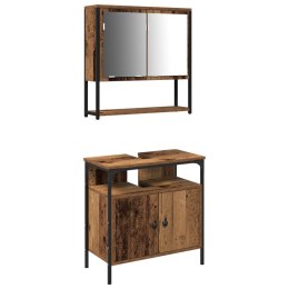 SZAFKA ŁAZIENKOWA Z WBUDOWANĄ UMYWALKĄ Z DREWNA POSTARZANEGO