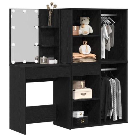 TOALETKA LED Z 2 SZAFKAMI CZARNY DĄB