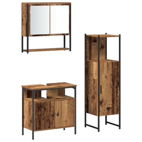 ZESTAW MEBLI ŁAZIENKOWYCH 3 CZĘŚCIOWY STARE DREWNO