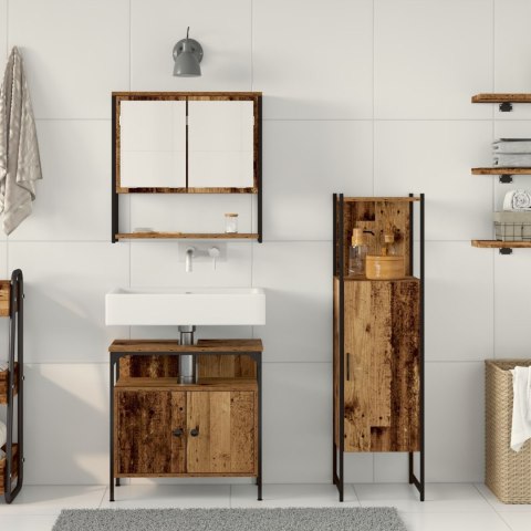 ZESTAW MEBLI ŁAZIENKOWYCH 3 CZĘŚCIOWY STARE DREWNO