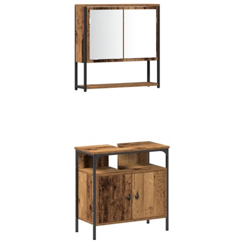 ZESTAW MEBLI ŁAZIENKOWYCH 3 CZĘŚCIOWY STARE DREWNO