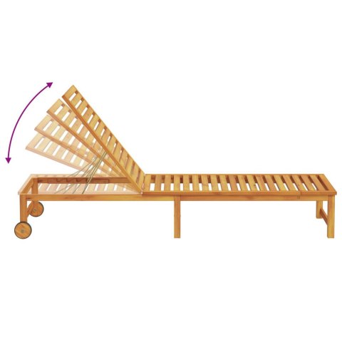 WYGODNY LEŻAK OGRODOWY Z STOLIKIEM Z LITEGO DREWNA AKACJOWEGO