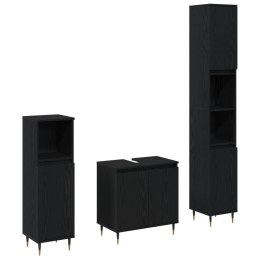 ZESTAW MEBLI ŁAZIENKOWYCH 3-CZĘŚCIOWY CZARNY DĄB
