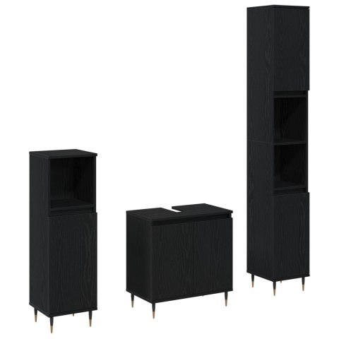 ZESTAW MEBLI ŁAZIENKOWYCH 3-CZĘŚCIOWY CZARNY DĄB