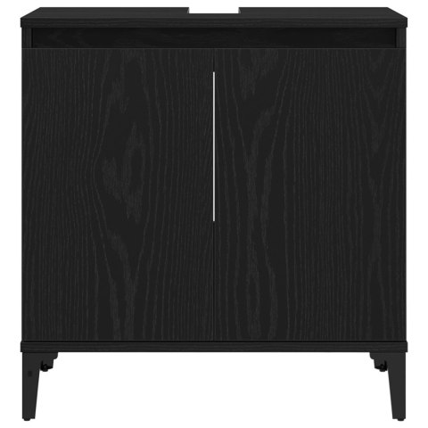 ZESTAW MEBLI ŁAZIENKOWYCH 3 CZĘŚCIOWY CZARNY DĄB DREWNO DREWNOPOCHODNE