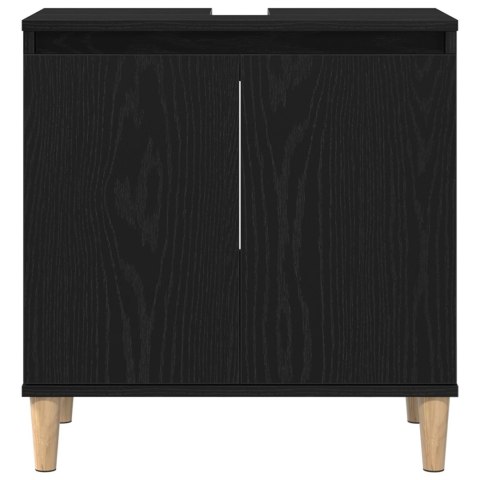 ZESTAW MEBLI ŁAZIENKOWYCH 3 CZĘŚCIOWY CZARNY DĄB DREWNO INŻYNIERYJNE