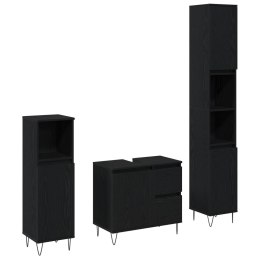 ZESTAW MEBLI ŁAZIENKOWYCH 3-CZĘŚCIOWY CZARNY DĄB