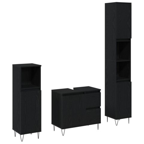 ZESTAW MEBLI ŁAZIENKOWYCH 3-CZĘŚCIOWY CZARNY DĄB