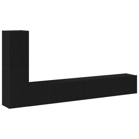 ZESTAW SZAFEK TELEWIZYJNYCH 3-CZĘŚCIOWY ŚCIENNY CZARNY DĄB