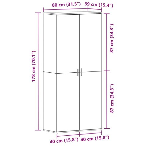 SZAFKA NA BUTY SONOMA OAK 80X39X180CM DREWNO TECHNICZNE