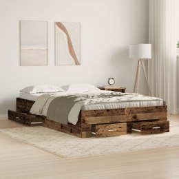 ŁÓŻKO Z SZUFLADAMI STARE DREWNO 120X190CM DREWNO INŻYNIERYJNE