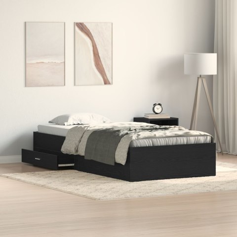 VidaXL Łóżko Ramowe Czarny Dąb 100x200 cm Drewno Inżynieryjne