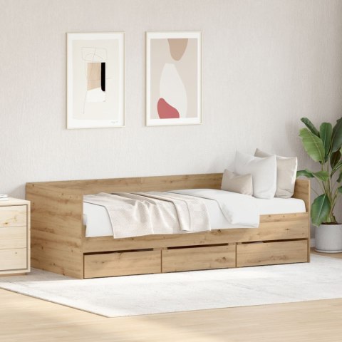 ŁÓŻKO DZIENNE DĄB RZEMIEŚLNICZY DREWNO INŻYNIERYJNE 90X 200CM