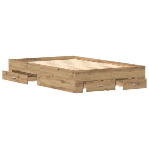 RAMKA DO ŁÓŻKA Z SZUFLADAMI DĄB ARTISAN 120X190CM DREWNO INŻYNIERYJNE