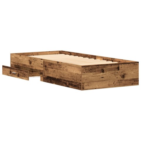 STELAŻ ŁÓŻKA STARE DREWNO 90X190CM DREWNO INŻYNIERYJNE