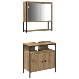 ZESTAW MEBLI ŁAZIENKOWYCH 2 CZĘŚCIOWY Z DĘBOWEGO DREWNA INŻYNIERYJNEGO