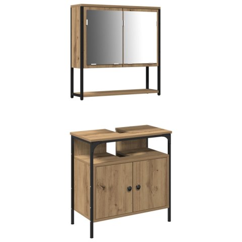 ZESTAW MEBLI ŁAZIENKOWYCH 2 CZĘŚCIOWY Z DĘBOWEGO DREWNA INŻYNIERYJNEGO