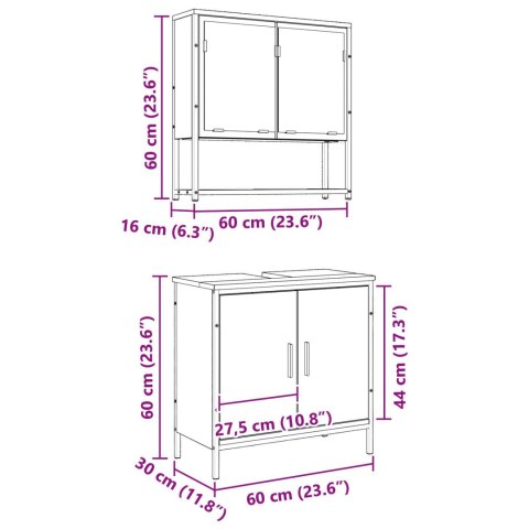 ZESTAW MEBLI ŁAZIENKOWYCH 2-CZĘŚCIOWY Z DĘBU ARTISAN