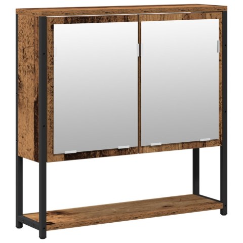 ZESTAW MEBLI ŁAZIENKOWYCH 2-CZĘŚCIOWY Z PODSTARZAŁYM DREWNEM I MATERIAŁEM M