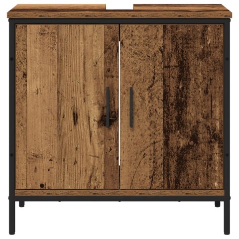 ZESTAW MEBLI ŁAZIENKOWYCH 2-CZĘŚCIOWY Z PODSTARZAŁYM DREWNEM I MATERIAŁEM M