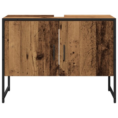 ZESTAW MEBLI ŁAZIENKOWYCH 2 SZT. Z DREWNA STARZEJĄCEGO SIĘ