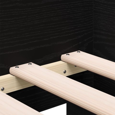 CZARNE ŁÓŻKO DZIENNE Z SZUFLADAMI DĄB CZARNY DREWNO INŻYNIERYJNE