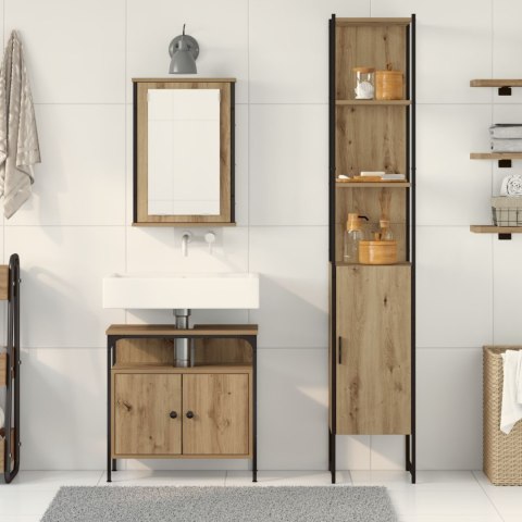 ZESTAW TOALETKI 3-CZĘŚCIOWY BRĄZOWY DĄB Z DREWNA INŻYNIERYJNEGO