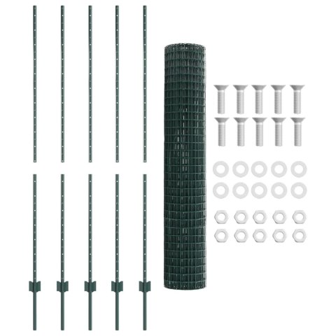 EURO FENCE Z 5 SŁUPKAMI ZIELONY 1,6X10M STAL