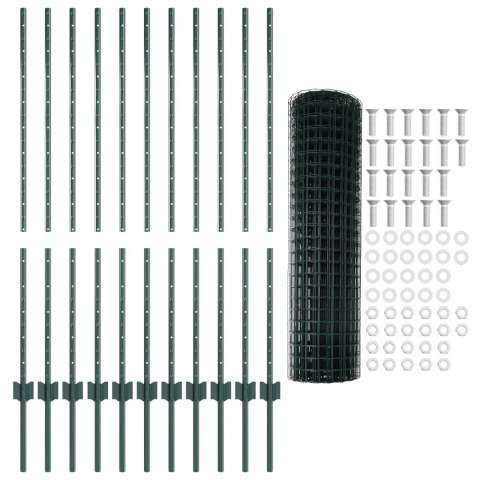 EURO PŁOT Z 11 SŁUPKAMI ZIELONY 1,2X25M STAL