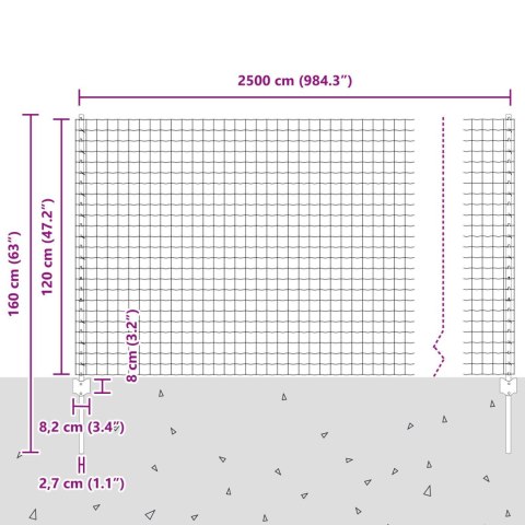 EURO PŁOT Z 11 SŁUPKAMI ZIELONY 1,2X25M STAL
