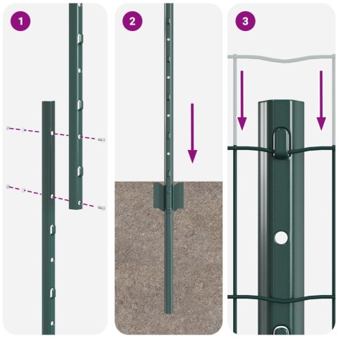 EURO PŁOT Z 11 SŁUPKAMI ZIELONY 1,2X25M STAL