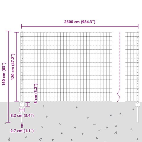 EURO PŁOT Z 11 SŁUPKAMI ZIELONY 1,2X25M STAL