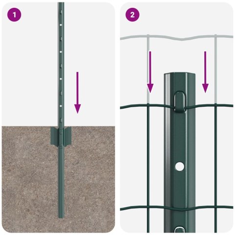 EURO PŁOT Z 5 SŁUPKAMI ZIELONY 0,6X10M STAL