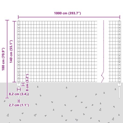 EURO PŁOT Z 5 SŁUPKAMI ZIELONY 1,4X10M STAL