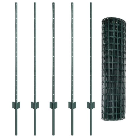 PŁOT EURO Z 5 SŁUPKAMI U ZIELONY 1X10M STALOWY