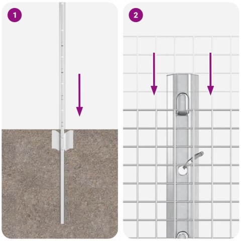 SIATKA SPAWANA Z 11 SŁUPKAMI U SREBRNA 0.6X25M STAL