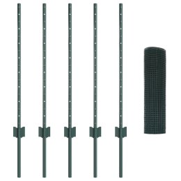 ZIELONA SPAWANA SIATKA Z 5 SŁUPKAMI 0.8X10M ZE STALI