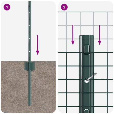 ZIELONA SPAWANA SIATKA Z 5 SŁUPKAMI 0.8X10M ZE STALI