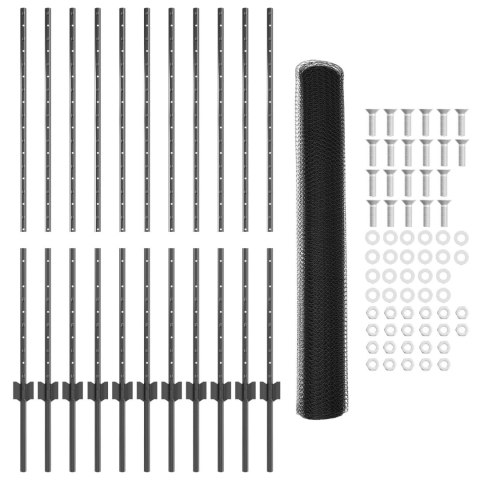 ZESTAW PŁOTÓW OGRODOWYCH ZESTAW 2 SZARY STAL MALOWANA PROSZKOWO
