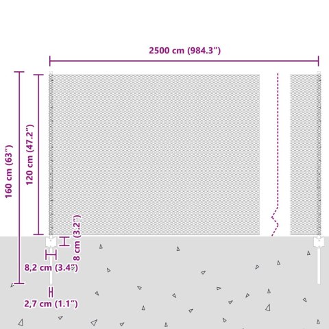 ZESTAW PŁOTÓW OGRODOWYCH ZESTAW 2 SZARY STAL MALOWANA PROSZKOWO